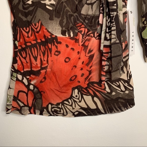 Tribal Boat Neck Butterfly Abstract Print Top Sz S - Picture 4 of 9